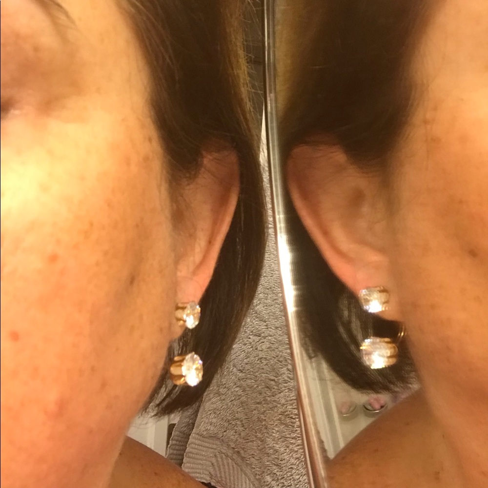 Cz gold tone earrings